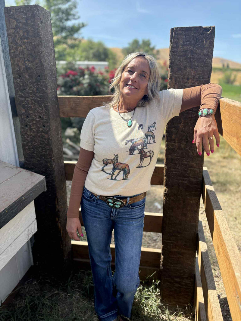 Wild Horses Cotton Sweater