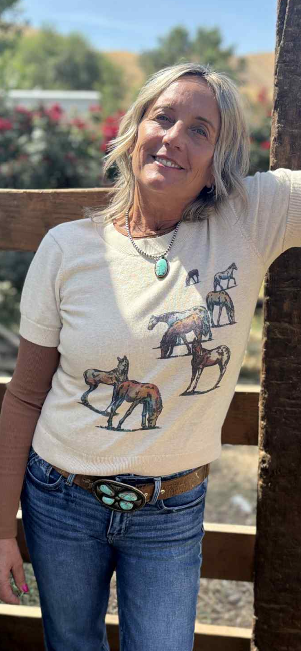 Wild Horses Cotton Sweater