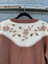 Western Floral Henley Sweater