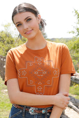 Southwestern Stitched Copper Tee
