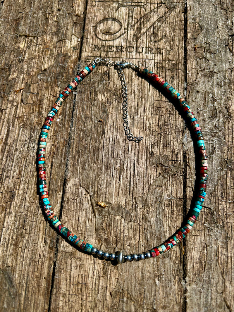Multi Colored Sea Sediment Bead Necklace