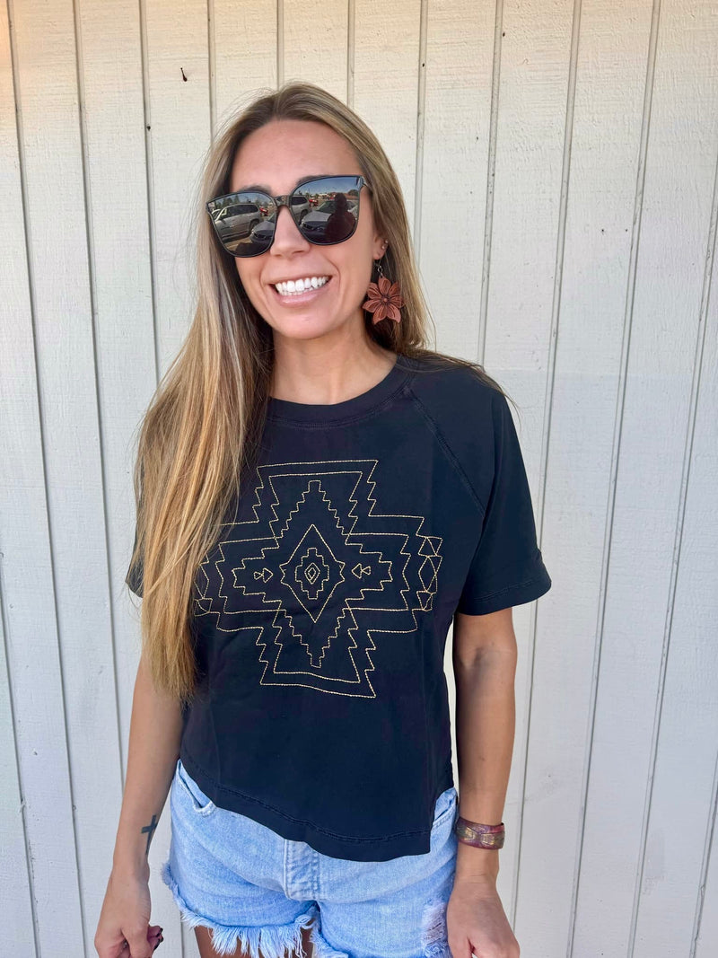 Deschutes Harding Embroidered Tee - Black