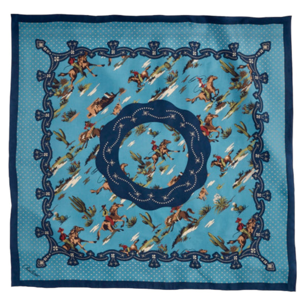 Desert Riders Blue Silk Scarf