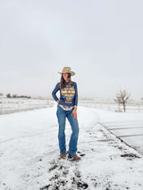 Women's Long Sleeve Blue Raglan