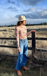 Rodeo Days Long Sleeve Mesh Top