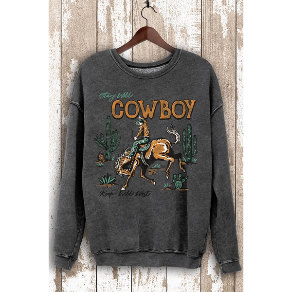 Stay Wild Cowboy Mineral Wash Sweatshirt