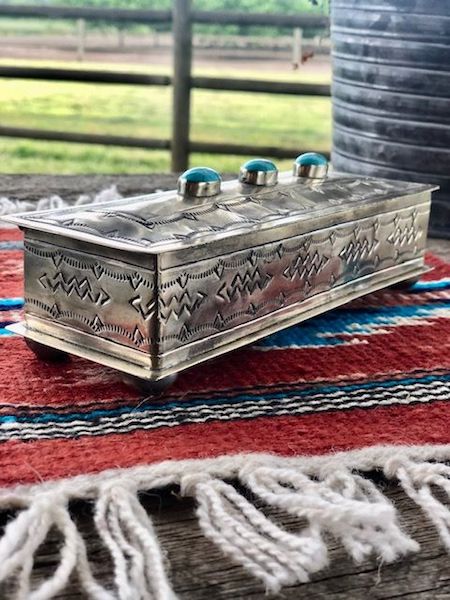 3 Stone Long Silver Box