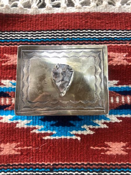 Silver Box with Gray Arrowhead Stone