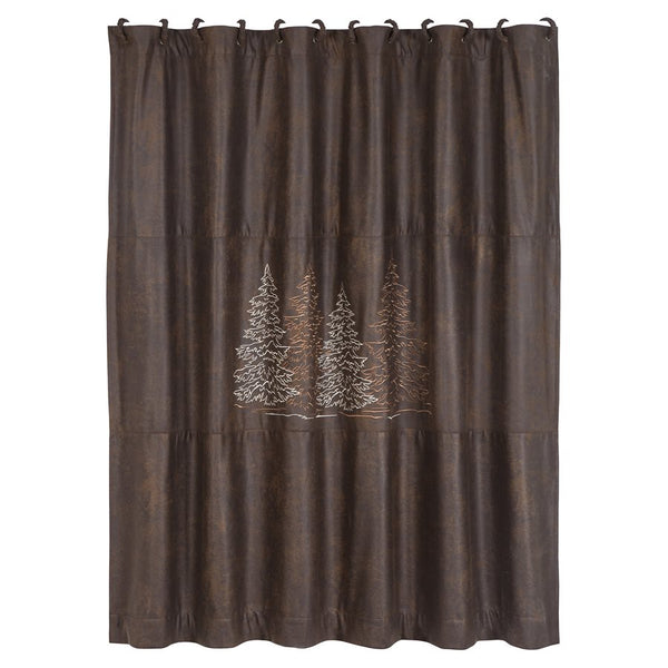Embroidered Trees Shower Curtain