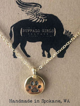 Paw Print Necklace - Copper - Silver - Gold
