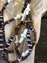 Ivory-Copper-Wood Beads Necklace